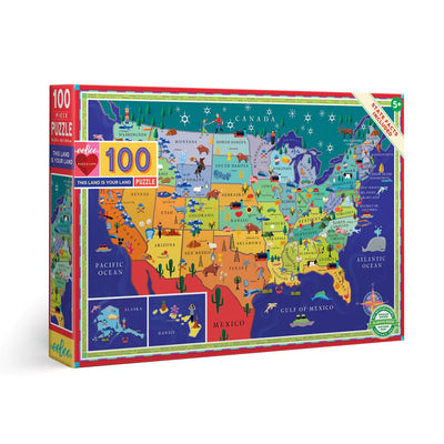 100pc Puzzle | This Is Your Land US Map  Eeboo  Paper Skyscraper Gift Shop Charlotte