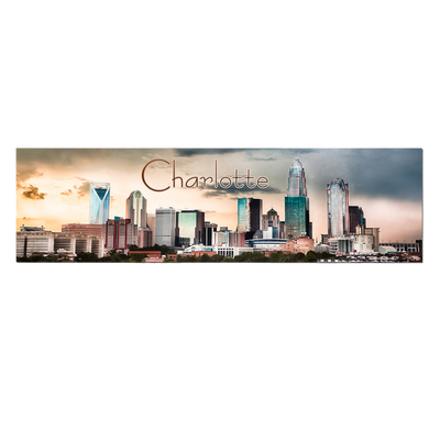 Panoramic Metal Magnet - Charlotte Skyline at Dusk Magnets My City Souvenirs  Paper Skyscraper Gift Shop Charlotte