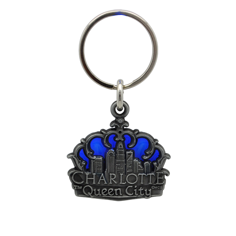 Pewter Stain Glass Keyring - Charlotte Crown Skyline Accessories My City Souvenirs  Paper Skyscraper Gift Shop Charlotte