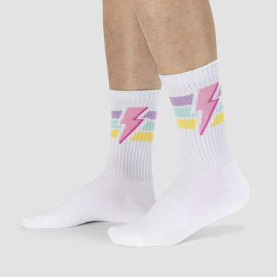 Thunderstruck Athletic Ribbed Crew Socks | White Socks Sock It to Me  Paper Skyscraper Gift Shop Charlotte