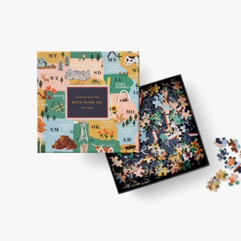 500 PIECE Jigsaw Puzzle | American Road Trip Puzzles Rifle Paper Co  Paper Skyscraper Gift Shop Charlotte