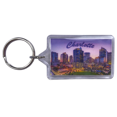 Rectangular Acrylic Keyring - Charlotte Aerial View of Romare Bearden Park Accessories My City Souvenirs  Paper Skyscraper Gift Shop Charlotte