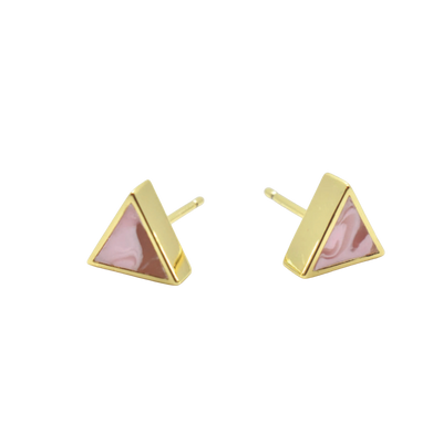 Rose Quartz Triangle Gold Geometric Earrings Earrings Cold Gold  Paper Skyscraper Gift Shop Charlotte