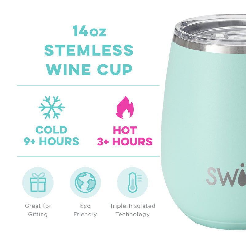 Sea Glass Stemless Wine Cup (14oz) Drinkware Swig  Paper Skyscraper Gift Shop Charlotte