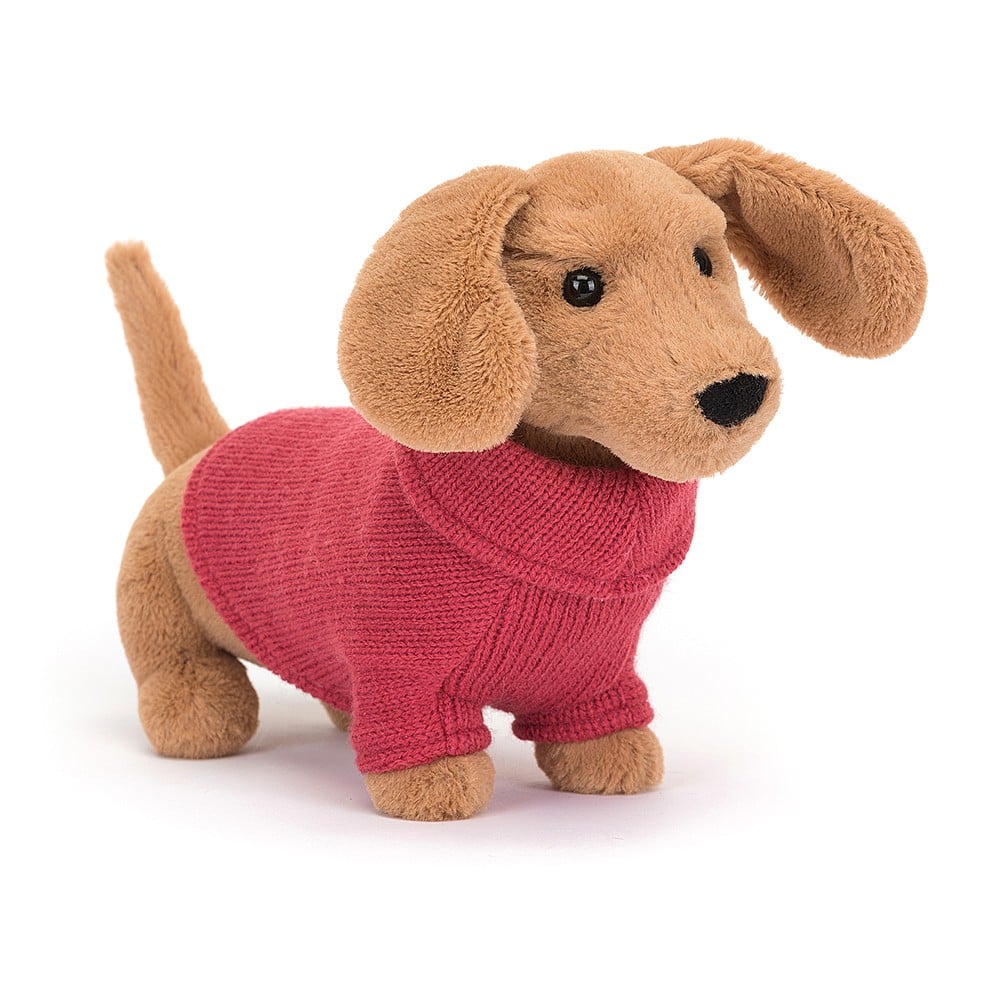 Sweater Sausage Dog Pink Stuffed Animals Jellycat  Paper Skyscraper Gift Shop Charlotte