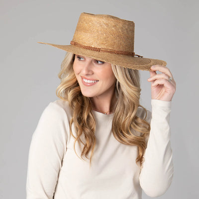 Athena Philippine Buri Straw Boater Hat | Tobacco Accessories + Apparel San Diego Hat Company  Paper Skyscraper Gift Shop Charlotte