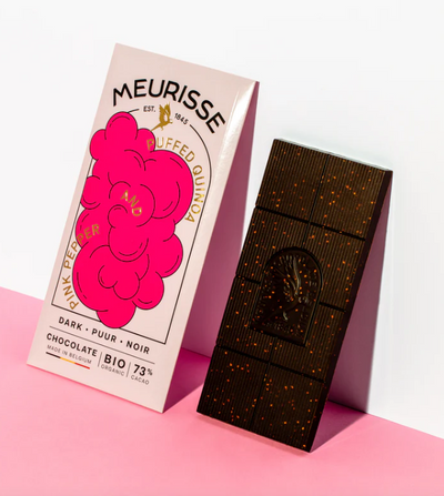 Puffed Quinoa & Pink Pepper 73% Cacao Dark Chocolate Bar Food Meurisse  Paper Skyscraper Gift Shop Charlotte