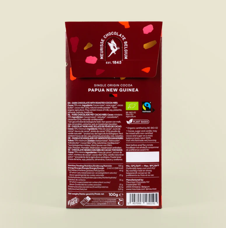 Cacao Nibs 73% Dark Chocolate Bar Food Meurisse  Paper Skyscraper Gift Shop Charlotte