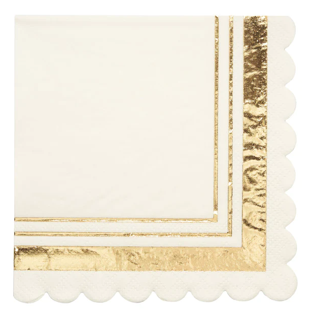 Gold & White Cocktail Napin Partyware Sophistiplate  Paper Skyscraper Gift Shop Charlotte