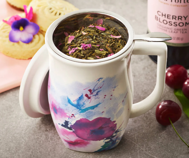 Fiore Steeping Cup With Infuser| Verbana Blossom Tea Tea Forte  Paper Skyscraper Gift Shop Charlotte