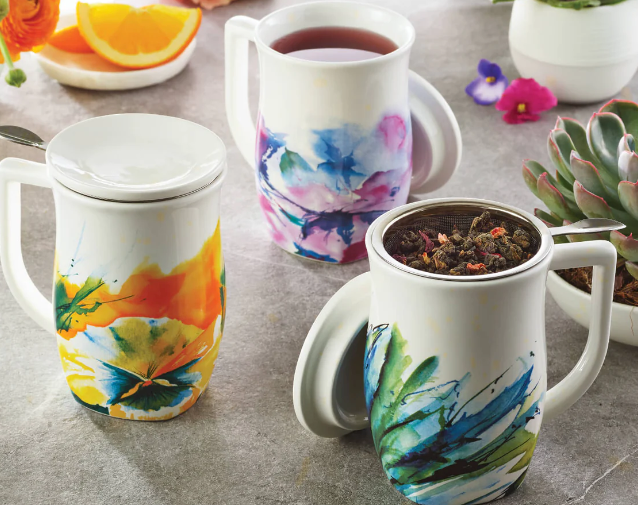 Fiore Steeping Cup With Infuser| Verbana Blossom Tea Tea Forte  Paper Skyscraper Gift Shop Charlotte