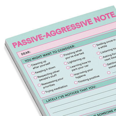Passive Aggressive Nifty Notepad | Pastel Notepads Knock Knock  Paper Skyscraper Gift Shop Charlotte