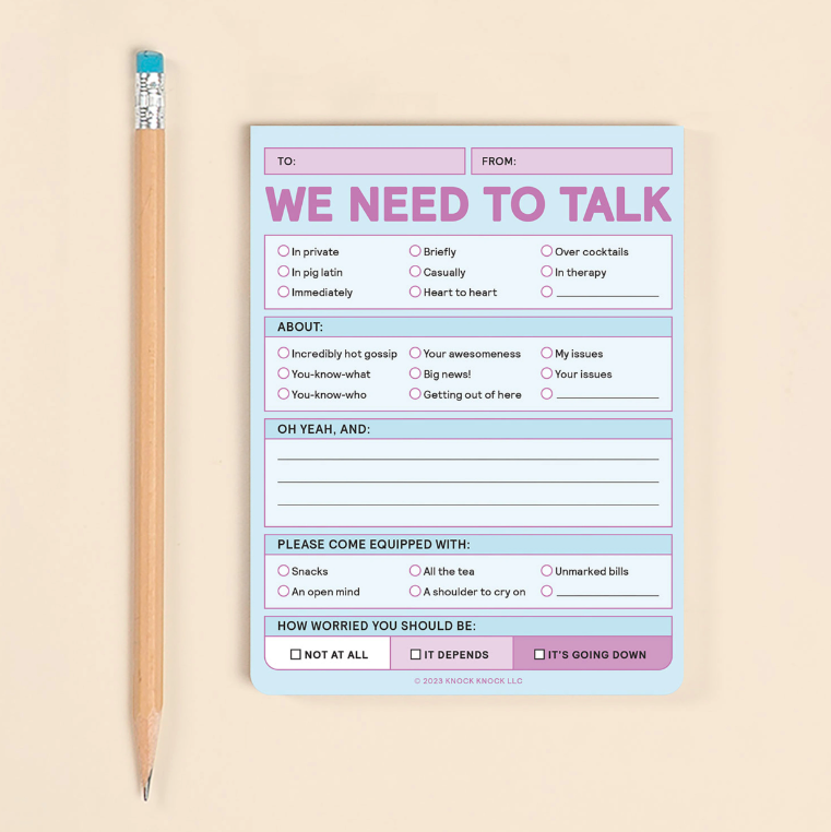 We Need To Talk Nifty Note Pad | Pastel