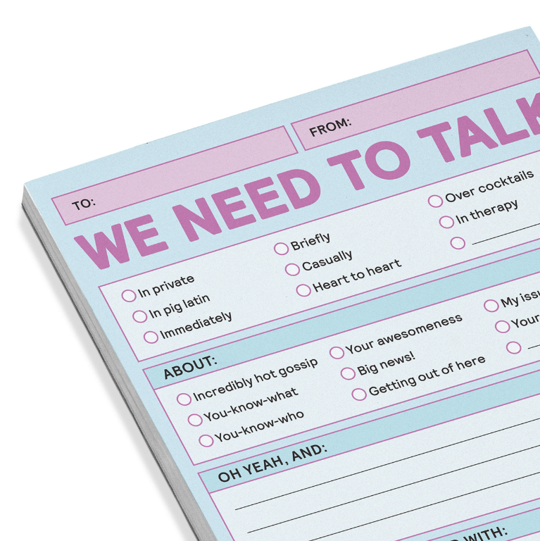 We Need To Talk Nifty Note Pad | Pastel Notepads Knock Knock  Paper Skyscraper Gift Shop Charlotte
