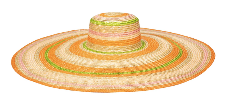 Hat | Wheat Straw Stripe Wide Brim | On Holiday