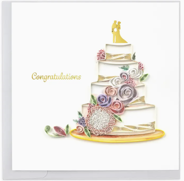 Quilled Floral Wedding Cake Greeting Card Cards Quilling Card Paper Skyscraper Gift Shop Charlotte