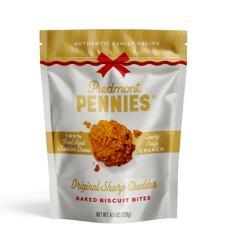 Piedmont Pennies - Holiday Edition Original Sharp Cheddar Baked Biscuit Bites - 4.5oz Pouch