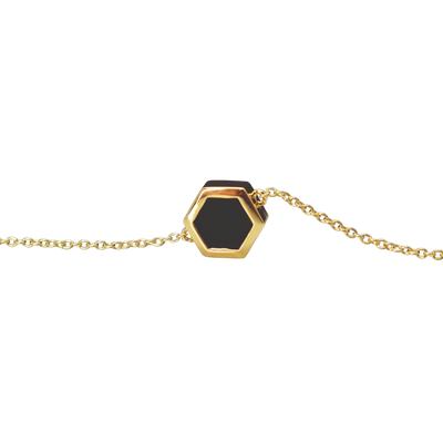 Short Geometric Necklace with Black and Gold Hexagon Charm Necklaces Cold Gold  Paper Skyscraper Gift Shop Charlotte