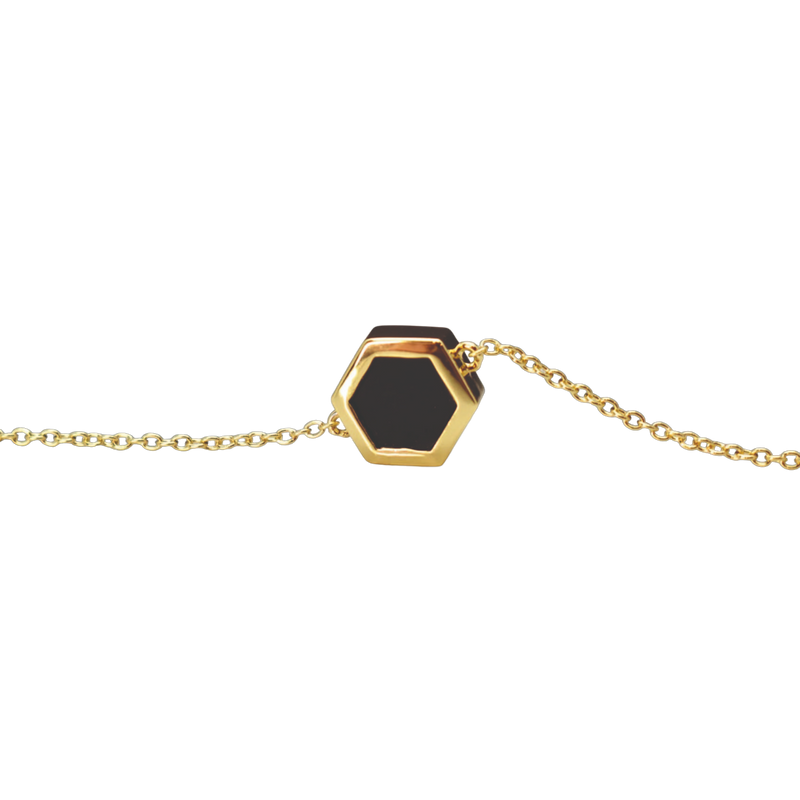 Short Geometric Necklace with Black and Gold Hexagon Charm Necklaces Cold Gold  Paper Skyscraper Gift Shop Charlotte