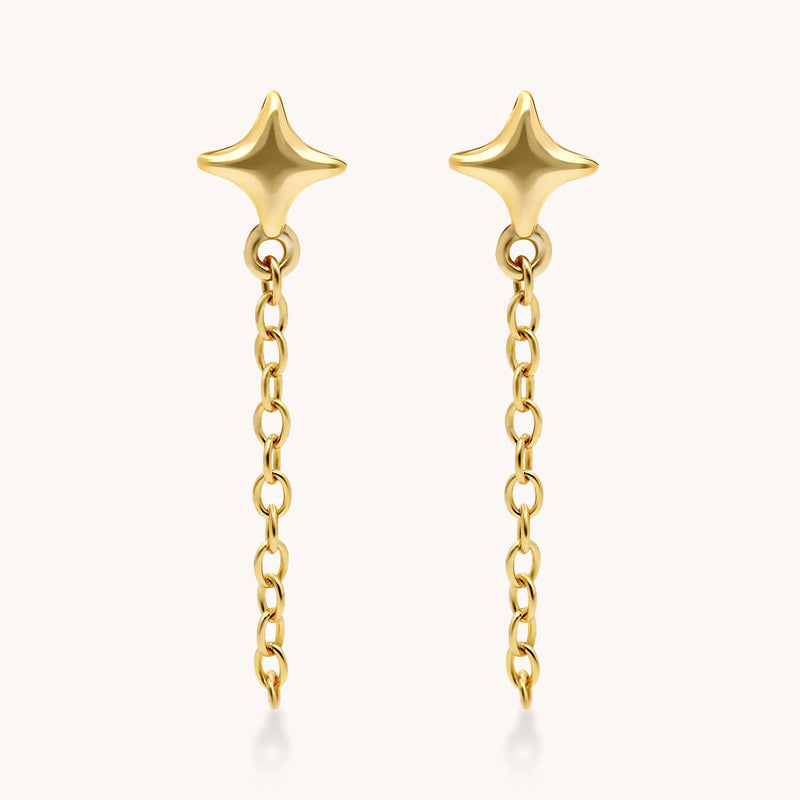 Starburst Dangle Chain Earrings- Little Layers 14k Vermeil Gold  Little Words Project  Paper Skyscraper Gift Shop Charlotte