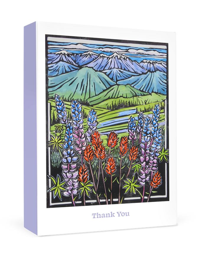 Molly Hashimoto: Paintbrush and Lupine Boxed Thank You Notes