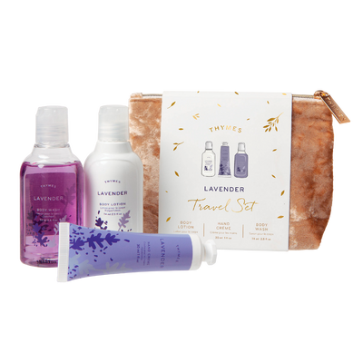 Travel Set with Beauty Bag I Lavender Beauty + Wellness Thymes  Paper Skyscraper Gift Shop Charlotte