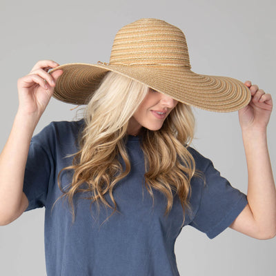 Mixed Natural/Gold Wide Brim Women's Floppy Sun Hat Hats San Diego Hat Company  Paper Skyscraper Gift Shop Charlotte