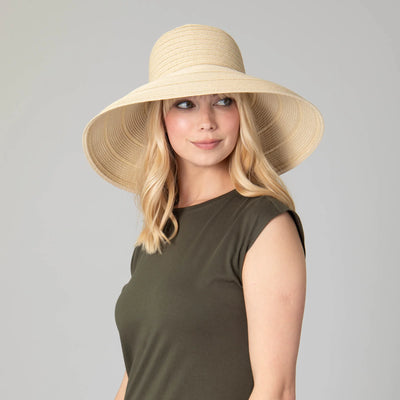 Natural Newport Women's 6-Way Round Crown Sun Hat Hats San Diego Hat Company  Paper Skyscraper Gift Shop Charlotte