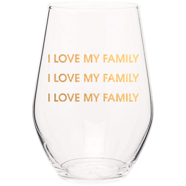 Stemless Wine Glass | I Love My Family I Love My Family Wine Glasses Chez Gagné  Paper Skyscraper Gift Shop Charlotte