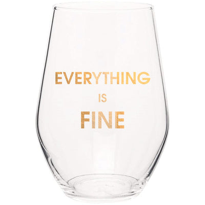 Everything Is Fine Stemless Wine Glass Wine Glasses Chez Gagné  Paper Skyscraper Gift Shop Charlotte