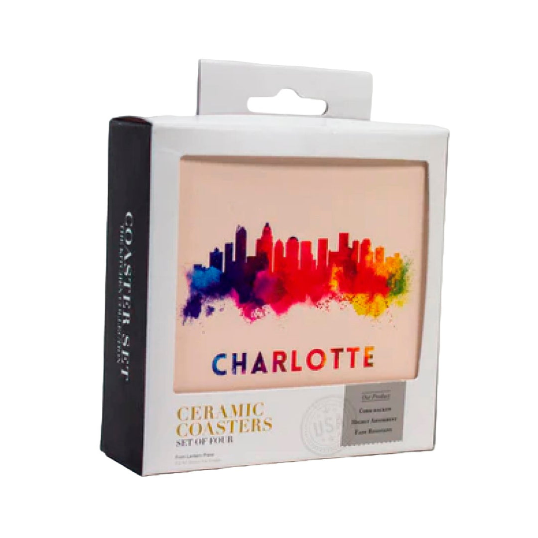 Abstract Charlotte Skyline Coaster | Set of 4 Coasters Lantern Press  Paper Skyscraper Gift Shop Charlotte