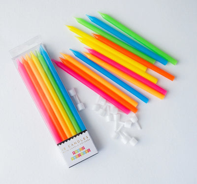Neon Rainbow Candle Set Partyware Party Partners  Paper Skyscraper Gift Shop Charlotte