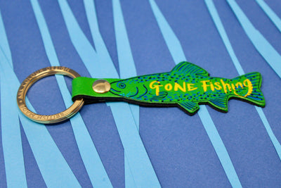 Green Gone Fishing Leather Key Chain Keychains Ark Colour Design  Paper Skyscraper Gift Shop Charlotte