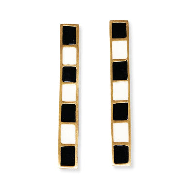 Adele colorblock enamel bar earrings black/white Jewelry ink + alloy  Paper Skyscraper Gift Shop Charlotte