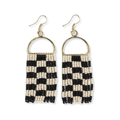 Allison checkered beaded fringe earrings black Jewelry ink + alloy  Paper Skyscraper Gift Shop Charlotte