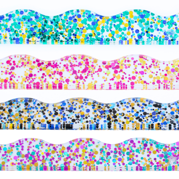 MAHJONG RACK PUSHERS - MAGNETIC  |  Premium Acrylic  |  Set of 4: Confetti-Wavy-Multi-Color