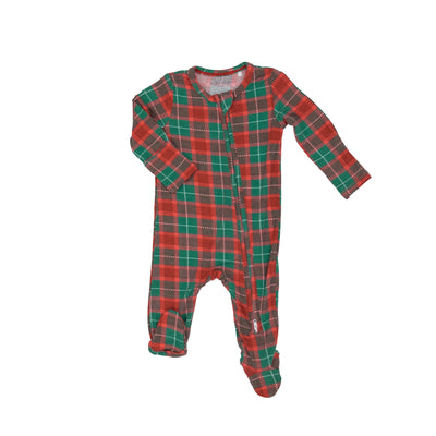 Red Holiday Plaid 2-Way Zipper Footie | 3-6M Holiday Angel Dear  Paper Skyscraper Gift Shop Charlotte