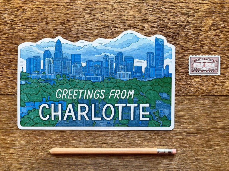 Charlotte, NC Scenic Postcard Cards Noteworthy Paper & Press  Paper Skyscraper Gift Shop Charlotte