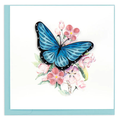 Blue Butterfly & Pink Flowers Cards Quilling Card  Paper Skyscraper Gift Shop Charlotte