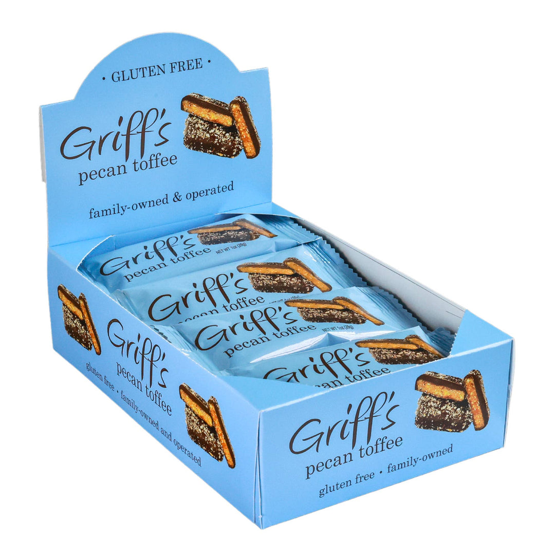 Griff's Pecan Toffee Dark Chocolate Toffee | 1oz Candy & Chocolate Griff's Toffee Paper Skyscraper Gift Shop Charlotte