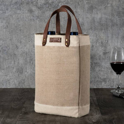 Pinot - Jute 2 Bottle Insulated Wine Bag: Beige Barware Picnic Time  Paper Skyscraper Gift Shop Charlotte