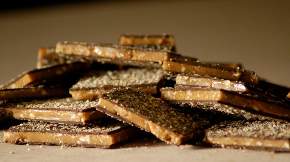 Chapel Hill Toffee Dark Chocolate & Pecan | 5oz Food - Chocolates & Candy Chapel Hill Toffee Paper Skyscraper Gift Shop Charlotte