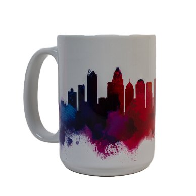 Charlotte Abstract Skyline | Tall White Mug Kitchen - Mugs Lantern Press Paper Skyscraper Gift Shop Charlotte