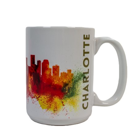 Charlotte Abstract Skyline | Tall White Mug Kitchen - Mugs Lantern Press Paper Skyscraper Gift Shop Charlotte