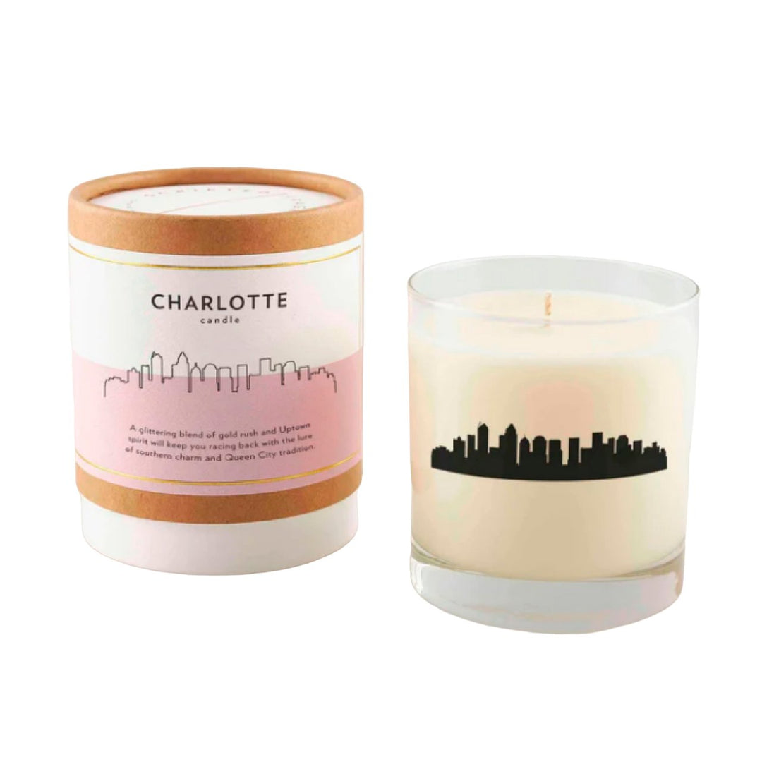 Charlotte Skyline Soy Candle Home & Garden Scripted Fragrance Paper Skyscraper Gift Shop Charlotte