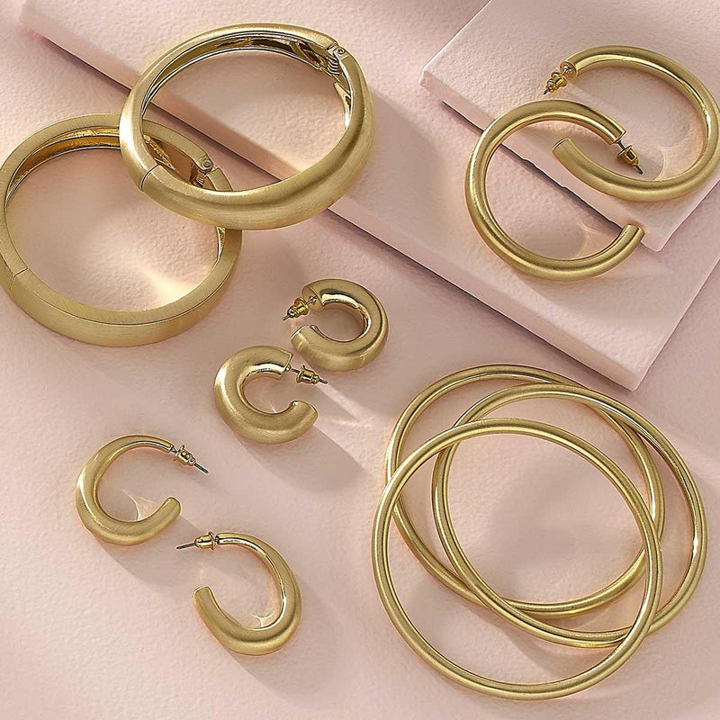 Coraline Hoop Earrings | Satin Gold  Canvas Style  Paper Skyscraper Gift Shop Charlotte