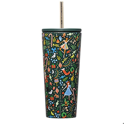 Cold Cup - 24oz Rifle Paper - Nutcracker Green Drinkware Corkcicle Paper Skyscraper Gift Shop Charlotte