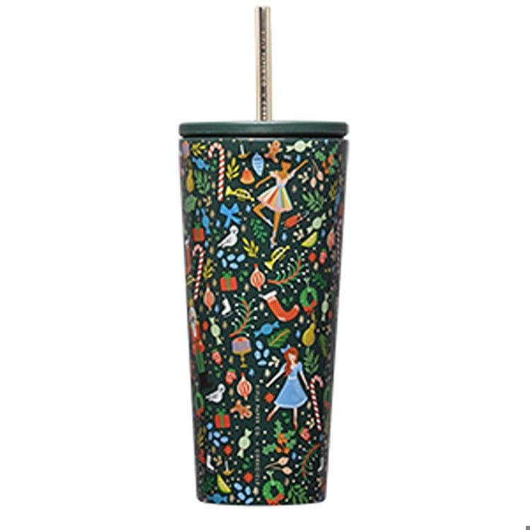 Cold Cup - 24oz Rifle Paper - Nutcracker Green Drinkware Corkcicle Paper Skyscraper Gift Shop Charlotte