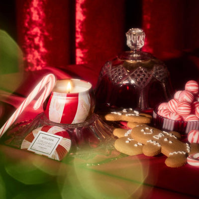 Crushed Candy Cane Mini Tin Candles Voluspa Paper Skyscraper Gift Shop Charlotte