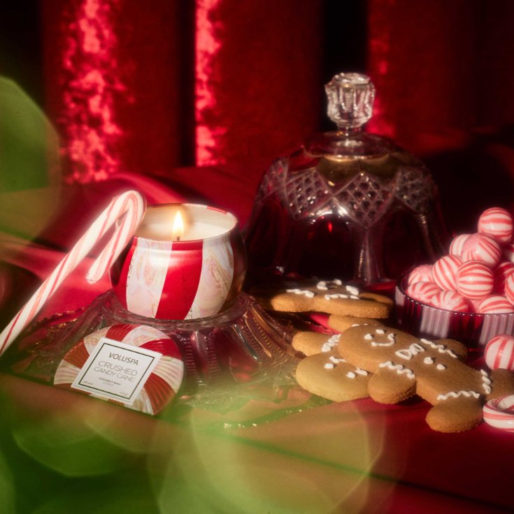 Crushed Candy Cane Mini Tin Candles Voluspa Paper Skyscraper Gift Shop Charlotte